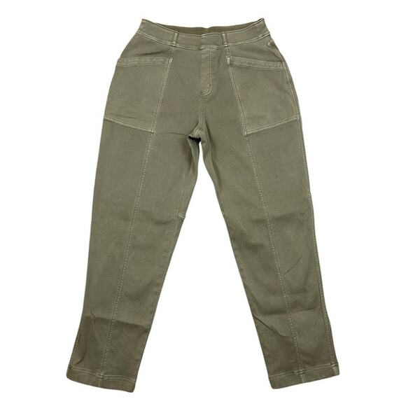 Spanx Patch Pocket Twill Straight Pull-On Seamed Pants Olive Oil Size L Large - Picture 1 of 12